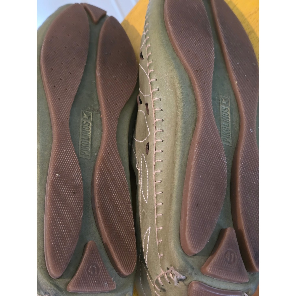 Pikolinos Womens Sage Green Leather Laser Cut Floral Loafers Flats 41 - Picture 4 of 4